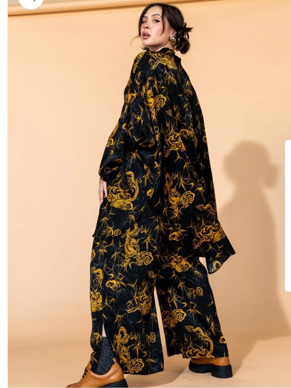Dressed in LALA Energetics Satin Playsuit in Dragon Brocade
